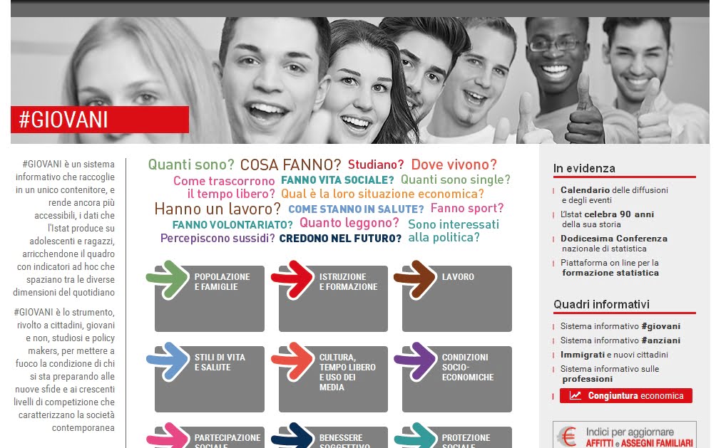 L’istituto italiano di statistica dedica una sezione on-line a #giovani e #anziani