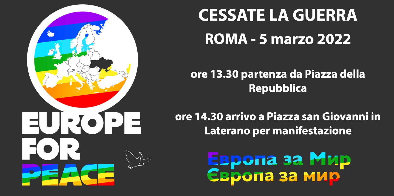 Ucraina, Cgil: in piazza per la manifestazione “Europe for peace”