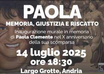 Un murale per Paola Clemente, lunedì 14 luglio ad Andria la presentazione della nuova opera di Jorit