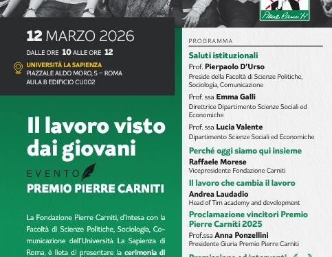 Fondazione Carniti, premazione il 12 marzo “Il lavoro visto dai giovani”